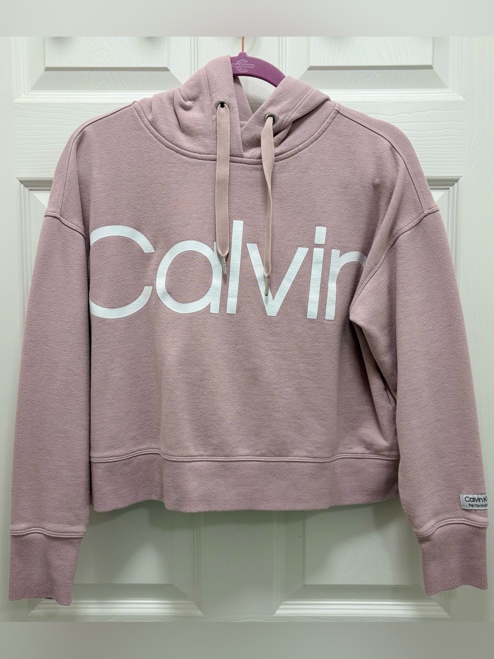 Calvin Klein Dusty Rose Cropped Logo Hoodie